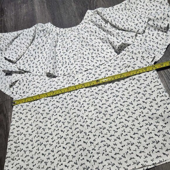 Japanese white ruffle big sleeved dainty floral pattern blouse for work - Picture 14 of 14